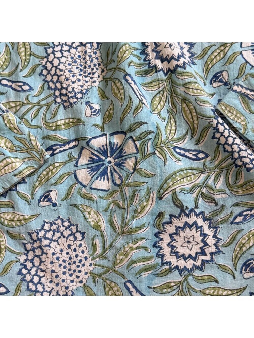 Pacific & Rose Womens Floral Button Front Blouse-Roll Tab Sleeves-Blue-M-GUC - Picture 7 of 7